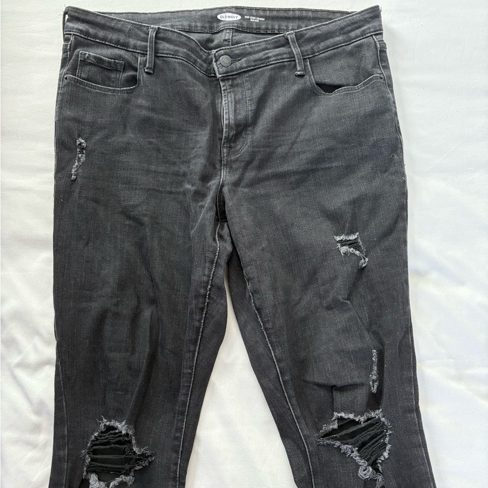 Old Navy Charcoal Distressed Skinny Jeans